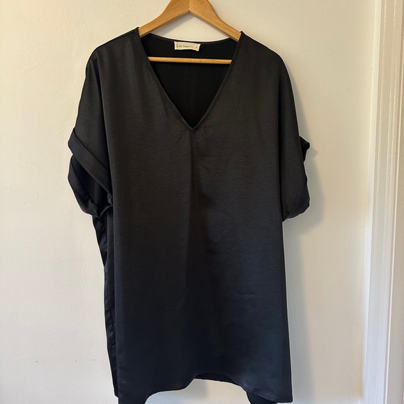 By Together Black Mini Silky V-Neck Dress | Size Medium - Picture 1 of 7